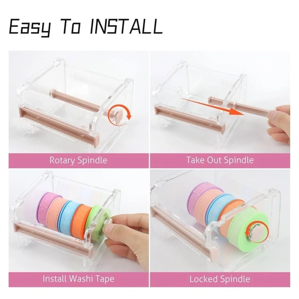 1-4 Pack Washi Tape Dispenser Transparent & Green Acrylic (3 more 4 pack avail)